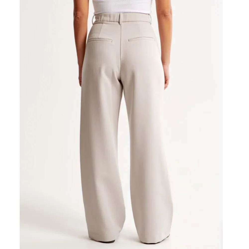 ABERCROMBIE & FITCH Curve Love Sloane Tailored Wide-Leg Ultra High-Waist…